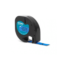 Картридж для принтера Dymo LetraTag, пластик, черный шрифт, 12 мм х 4 м, синий (DYMO91225)